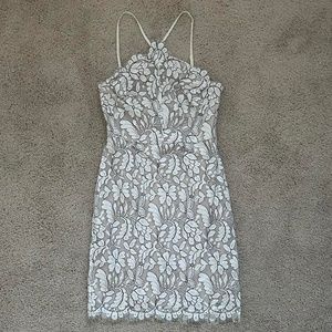 Delicate Darling Beige and Ivory Lace Bodycon Dress